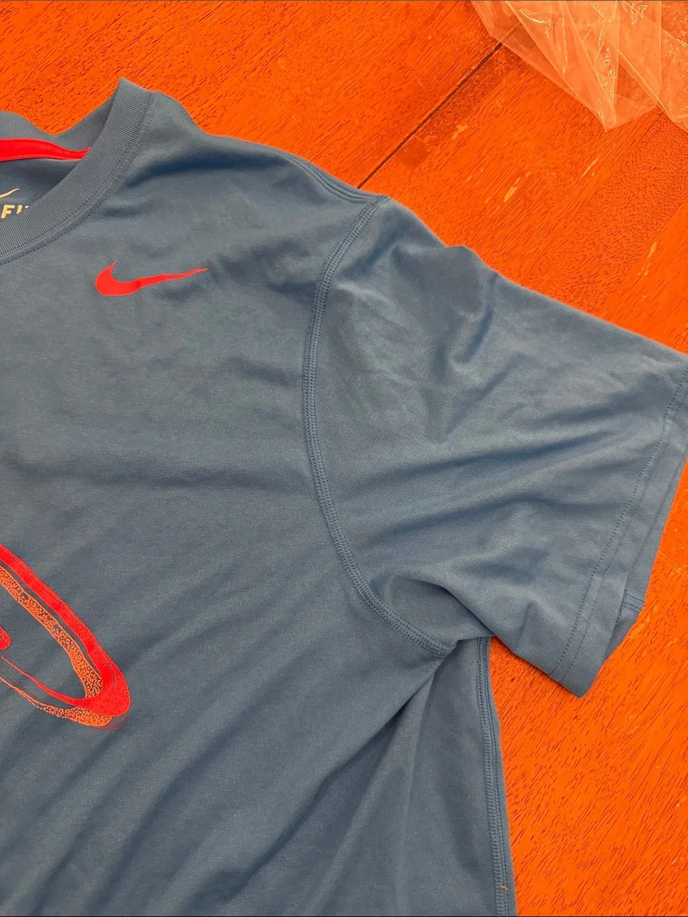 Nike Blue Short-Sleeve Dri-FIT Tee with Red Graphic